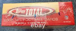 2005 Topps Total Football Cards, 36 Pack Box, Factory Sealed, 360 Cards