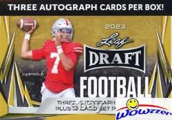 (6) 2023 Leaf Draft Football GOLD EXCLUSIVE Factory Sealed Blaster Box-18 AUTOS